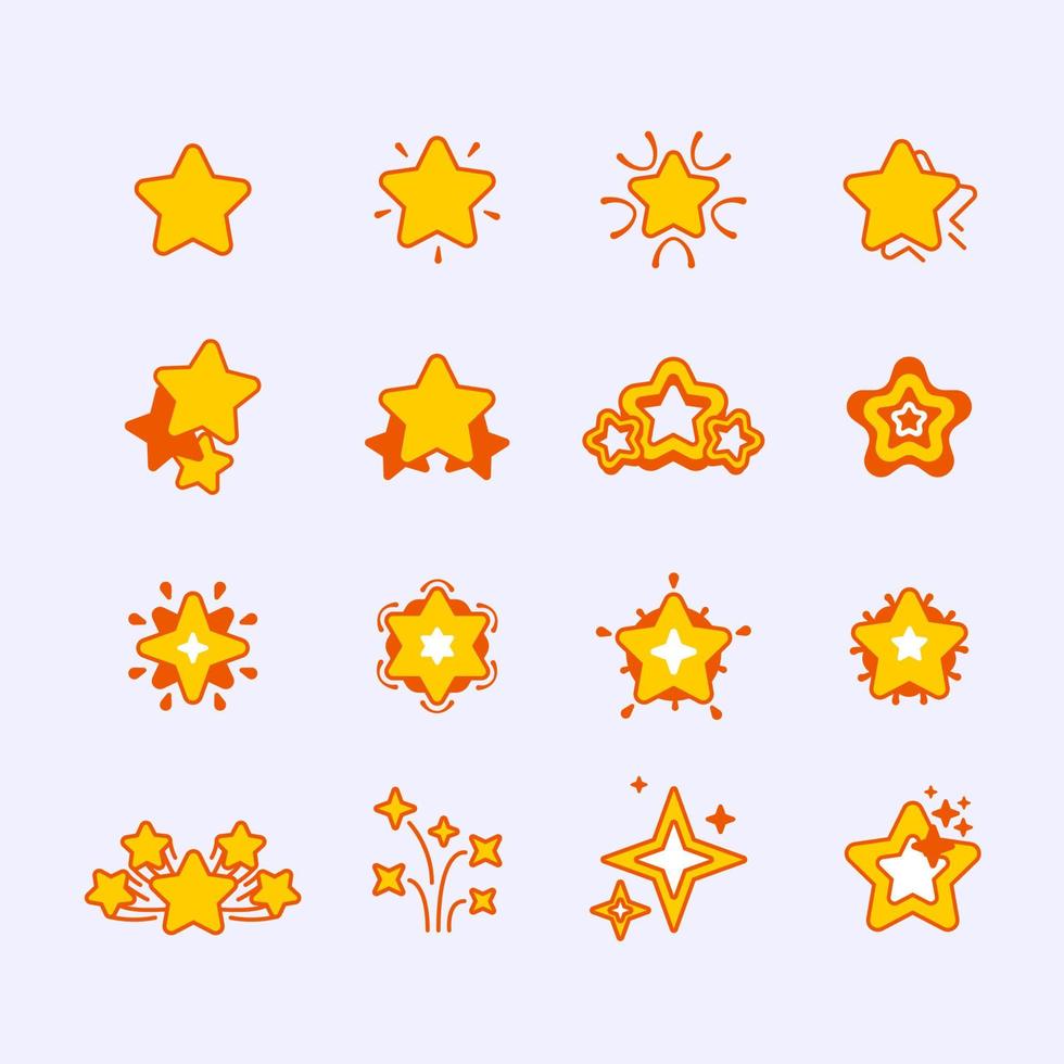 ikonuppsättning platta stjärnor vektor