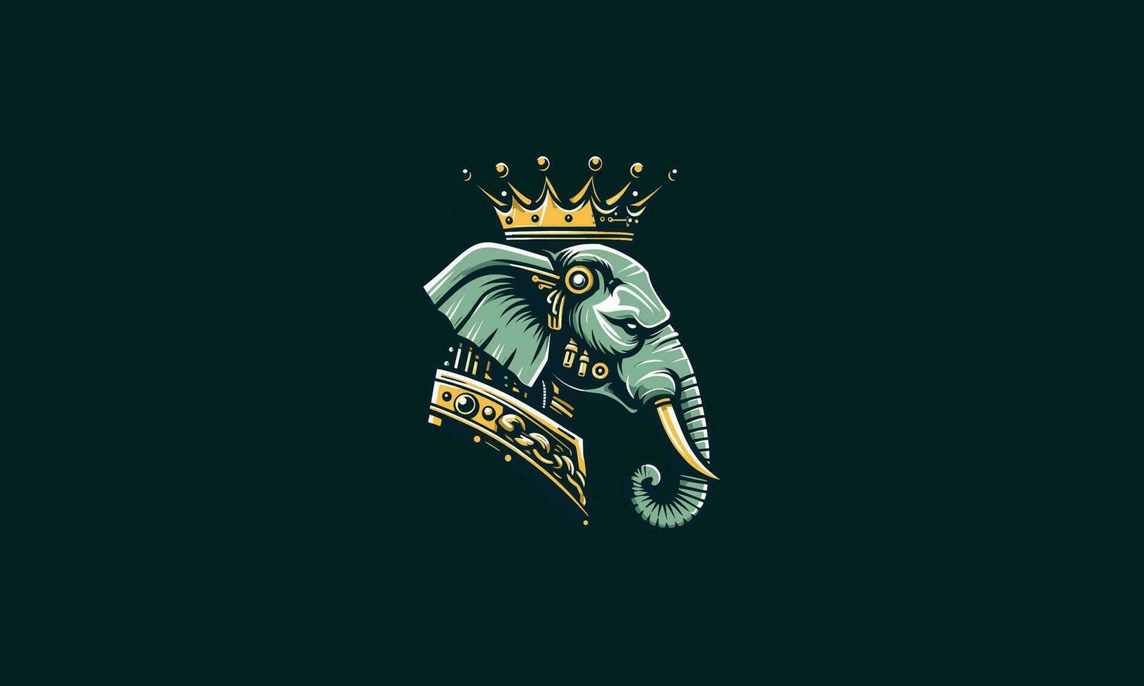 huvud elefant bär krona vektor illustration logotyp platt design