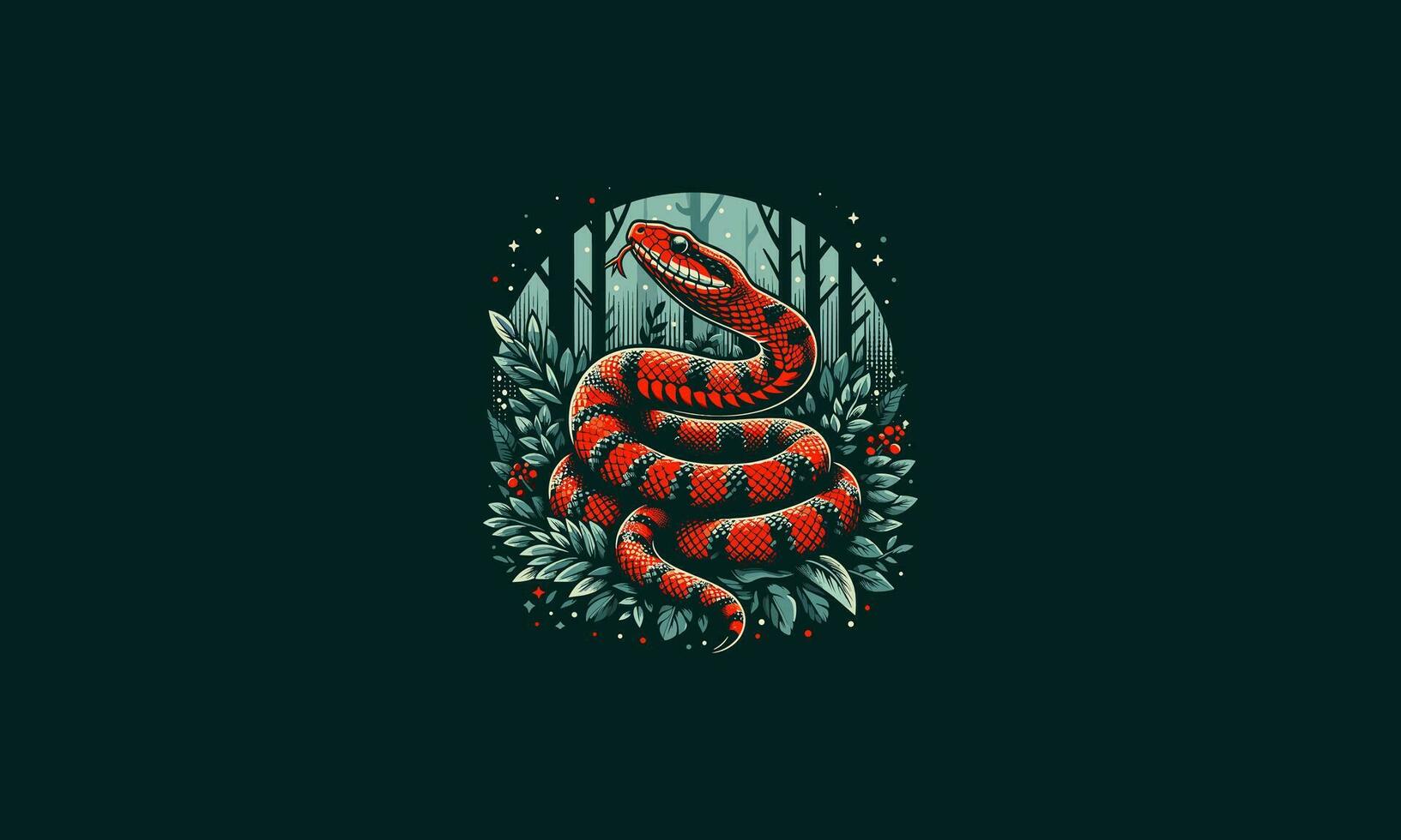 rot Schlange auf Wald Vektor Illustration Kunstwerk Design