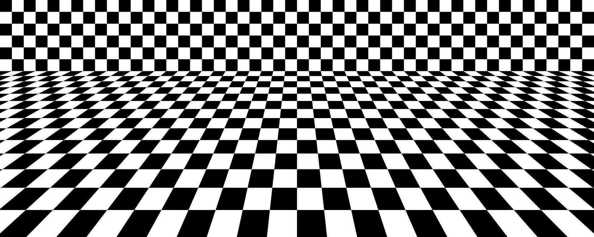 schwarz Weiß Perspektive Schachbrett Textur vektor