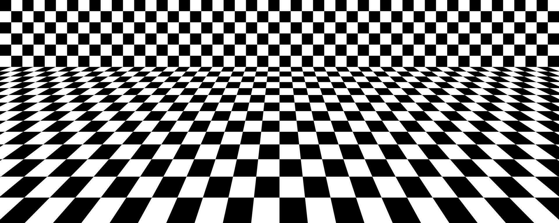 svart vit perspektiv checkerboard textur vektor