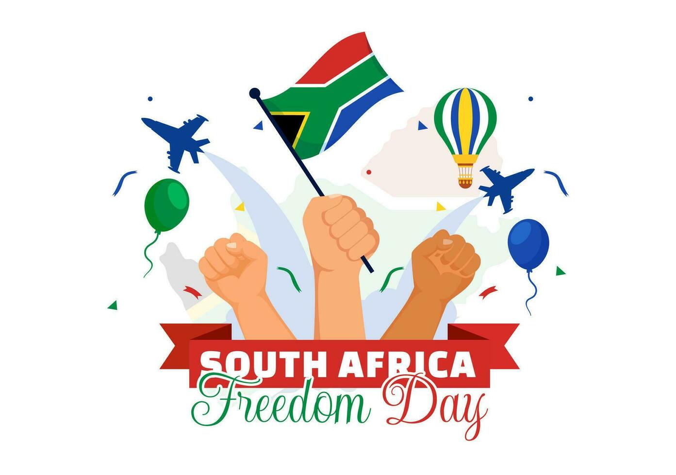 glücklich Süd Afrika Freiheit Tag Vektor Illustration auf 27 April mit winken Flagge und Band im National Urlaub eben Karikatur Hintergrund Design