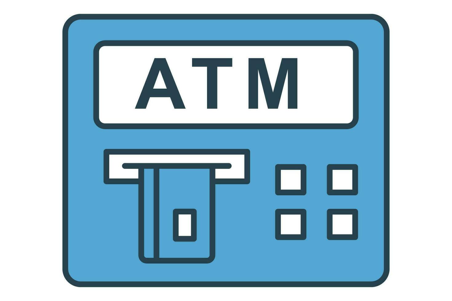 Geldautomat Maschine Symbol. Symbol verbunden zu automatisiert Kasse Abhebungen, finanziell. eben Linie Symbol Stil. Element Illustration vektor