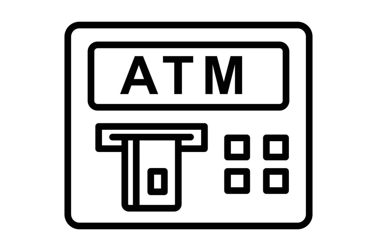 Geldautomat Maschine Symbol. Symbol verbunden zu automatisiert Kasse Abhebungen, finanziell. Linie Symbol Stil. Element Illustration vektor