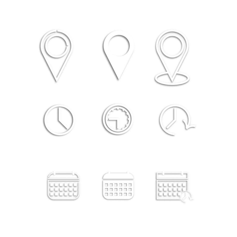 uppsättning av svart och vit ikoner för Kartor och navigering. vektor illustration