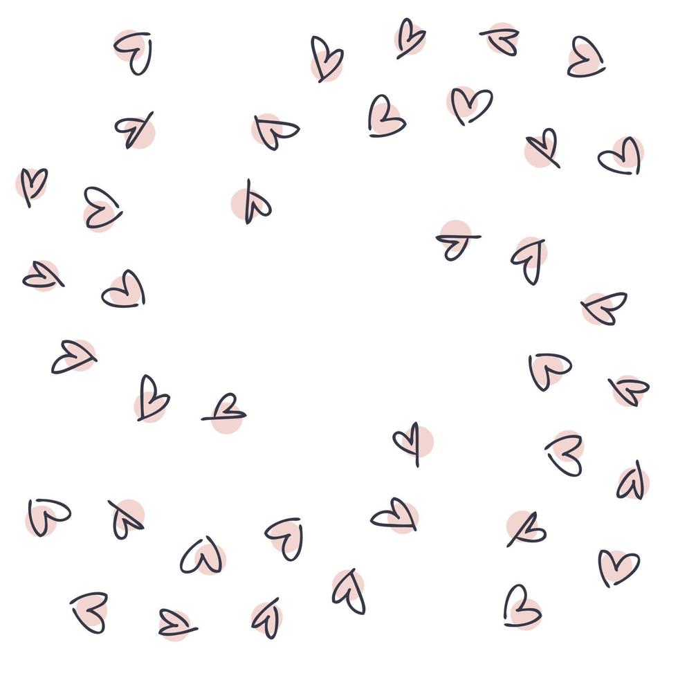 handritad doodle hjärtan rund form. vektor