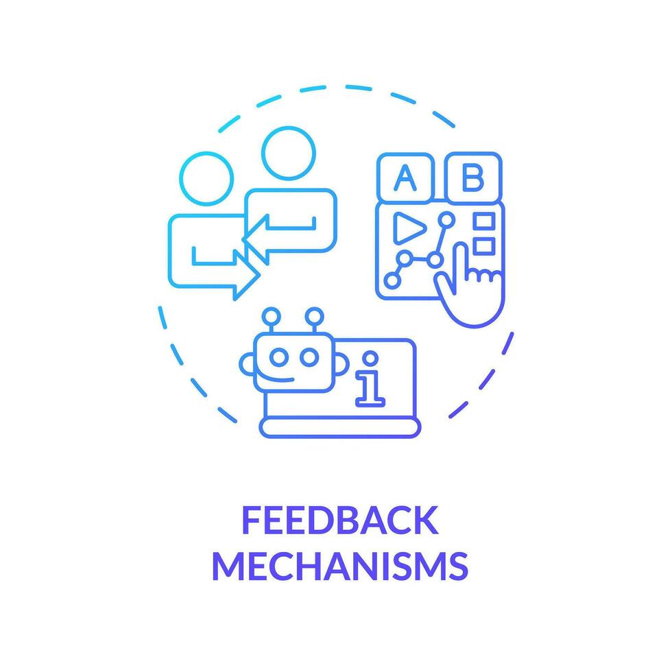 2d Gradient Symbol Feedback Mechanismen Konzept, einfach isoliert Vektor, mooc Blau dünn Linie Illustration. vektor