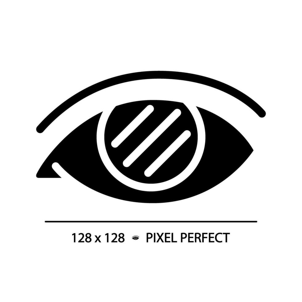 2d pixel perfekt glyf stil Färg blindhet ikon, isolerat enkel vektor, silhuett illustration representerar öga vård. vektor