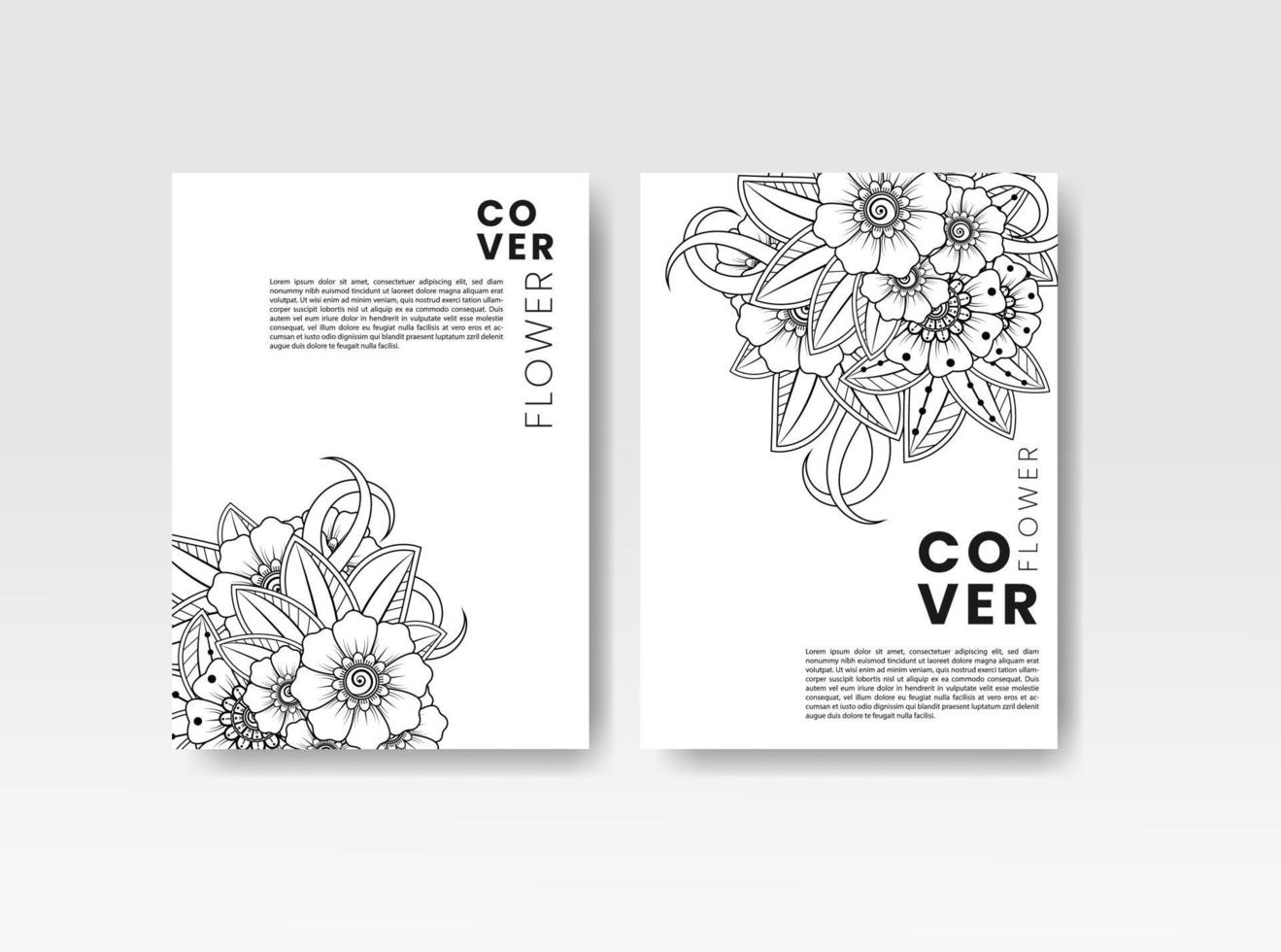 vintage kort med blommor på bakgrunden. bokomslag med blommstruktur. svarta linjer på vit bakgrund. vektor illustration.