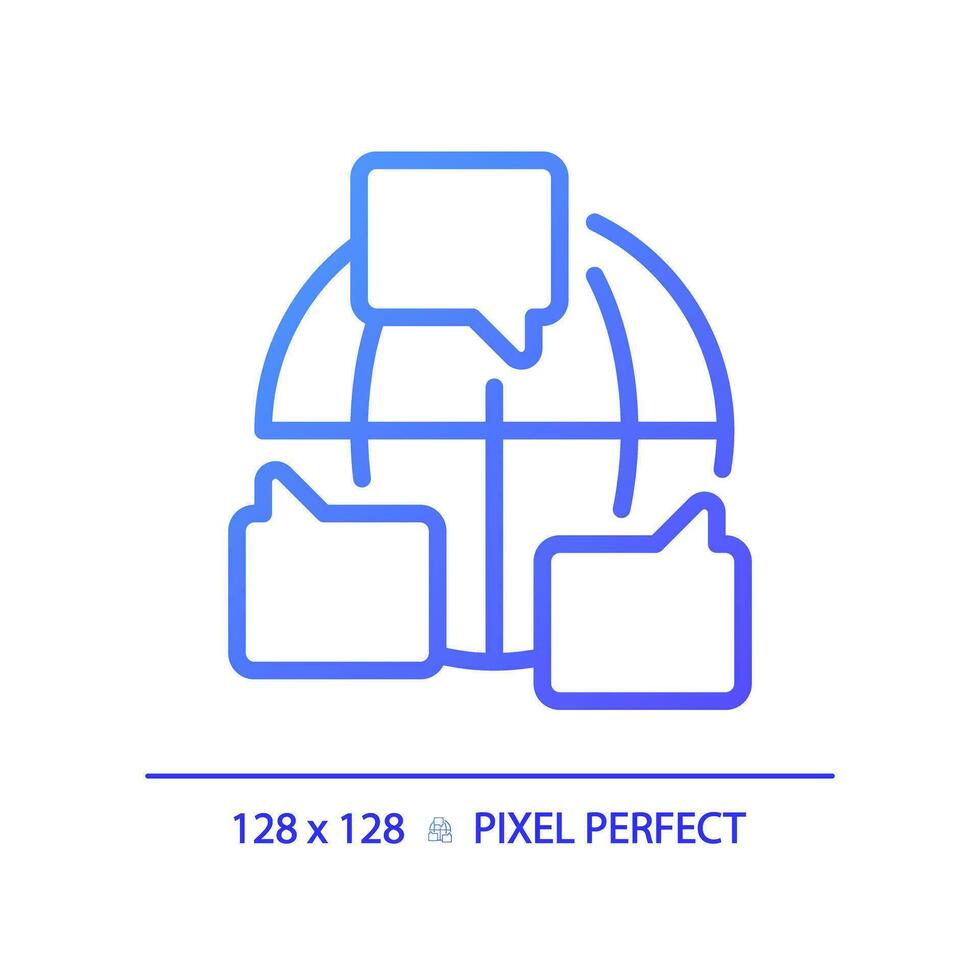 2d Pixel perfekt Gradient Zusammenarbeit Symbol, isoliert Vektor, dünn Linie lila Illustration Darstellen Sanft Fähigkeiten. vektor