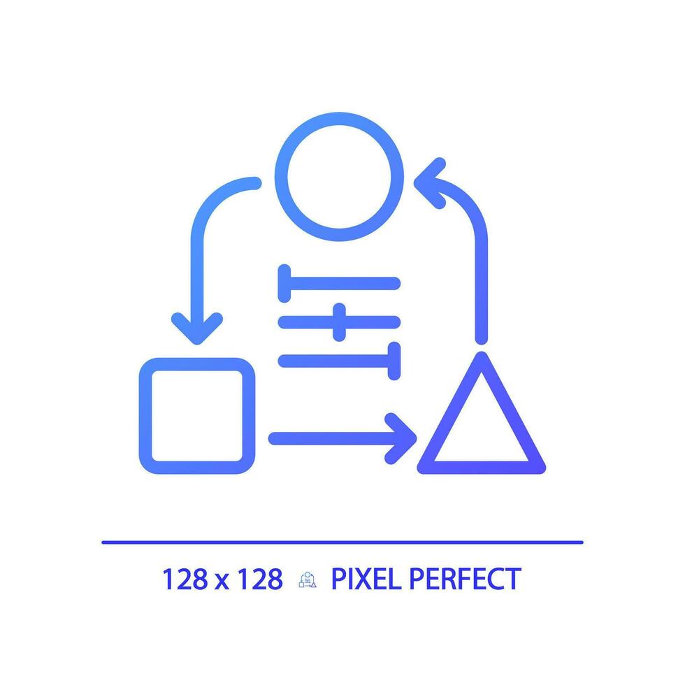 2d Pixel perfekt Gradient Anpassungsfähigkeit Symbol, isoliert Vektor, dünn Linie lila Illustration Darstellen Sanft Fähigkeiten. vektor