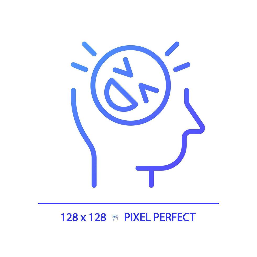 2d Pixel perfekt Gradient Sinn von Humor Symbol, isoliert Vektor, dünn Linie lila Illustration Darstellen Sanft Fähigkeiten. vektor