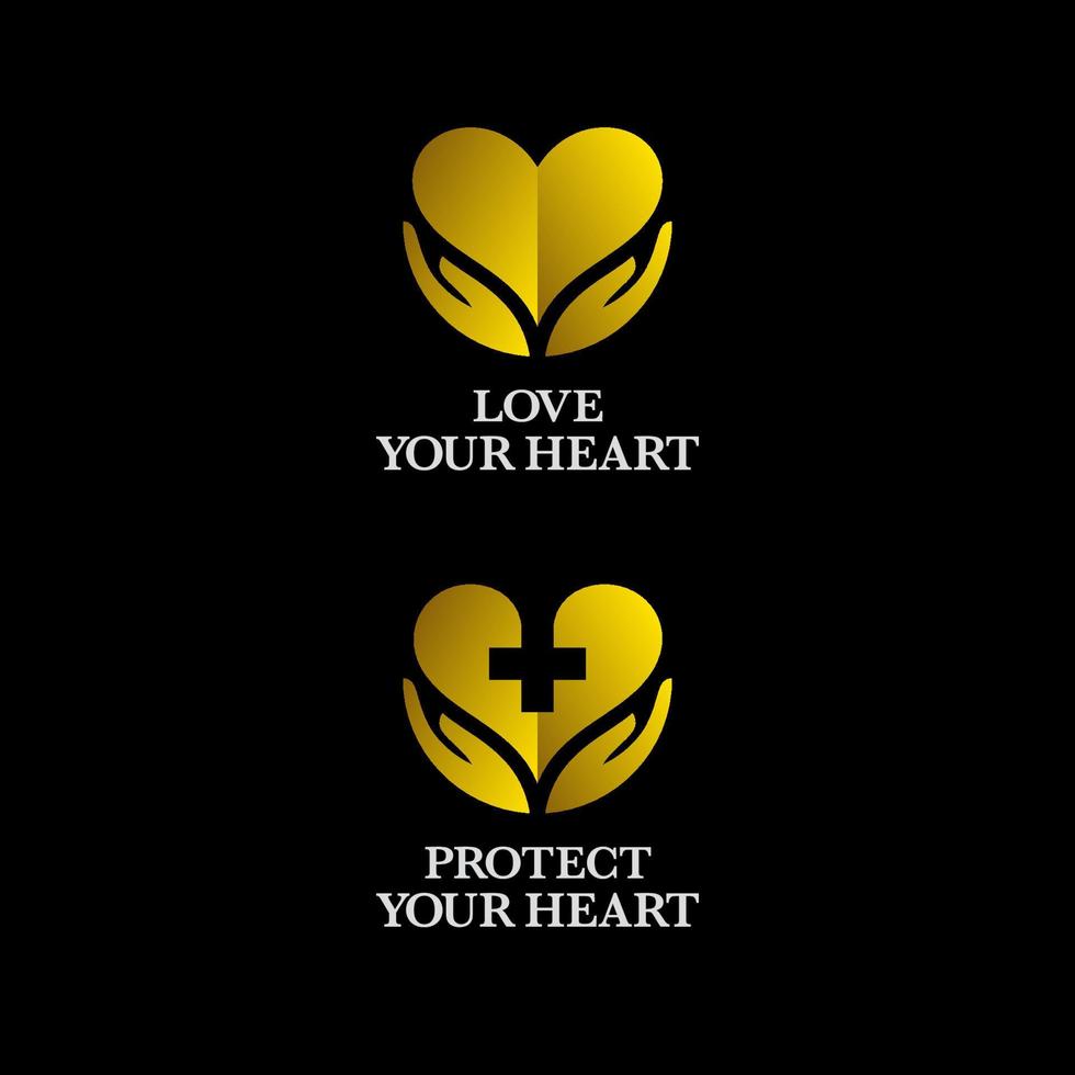 Herzpflege oder Beauty-Luxus-Logo-Set vektor