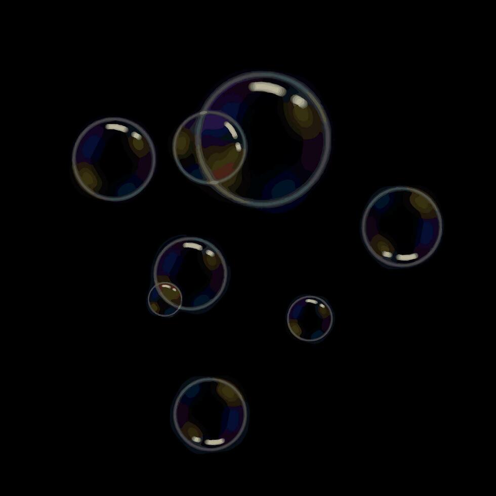 Regenbogen Seife Blasen. auf schwarz Hintergrund, cool Hintergrund vektor