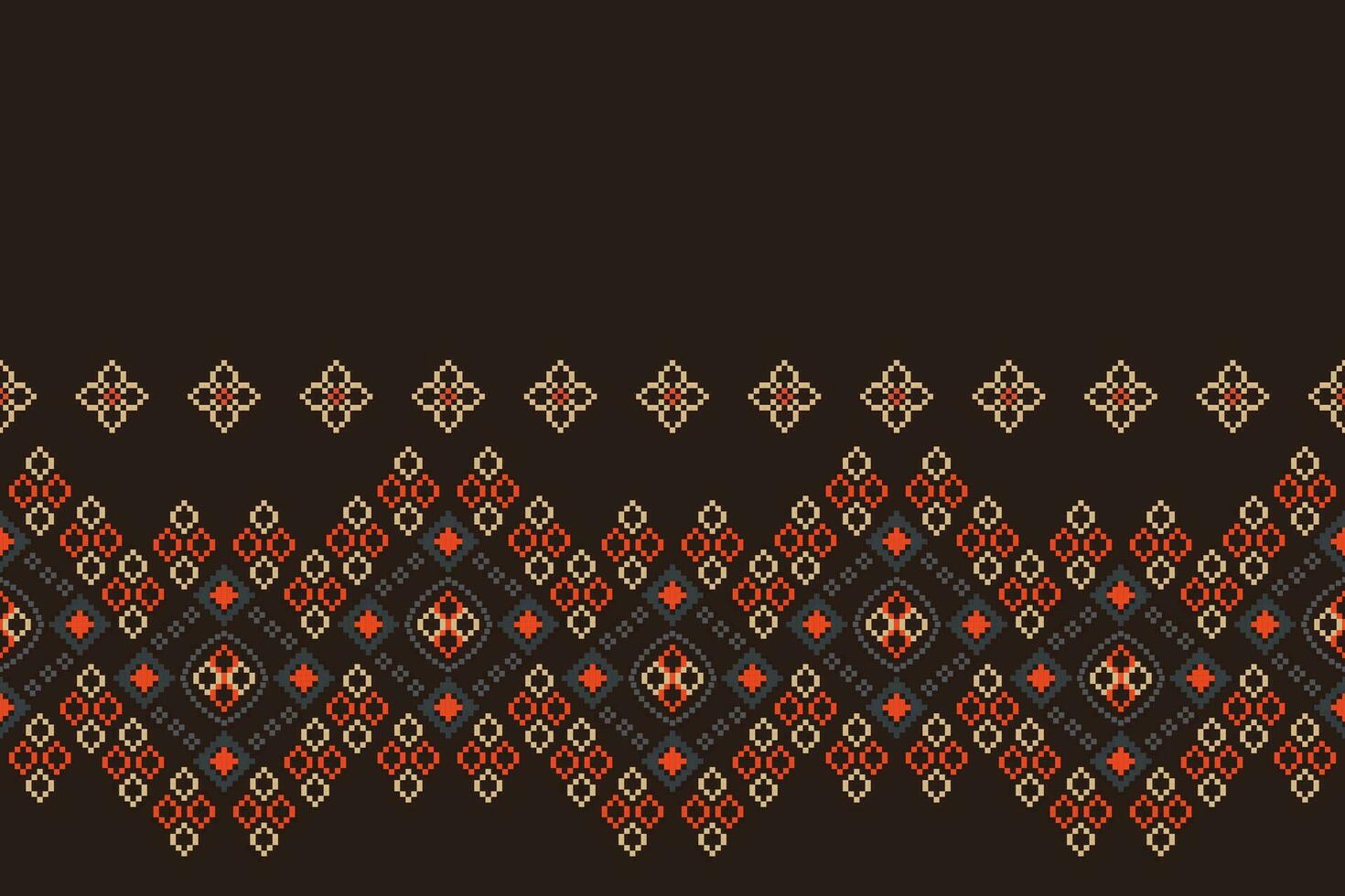 ethnisch geometrisch Stoff Muster Kreuz Stich.ikat Stickerei ethnisch orientalisch Pixel Muster braun Hintergrund. abstrakt, vektor, illustration. Textur, Kleidung, Schal, Dekoration, Teppich, Seide Hintergrund. vektor