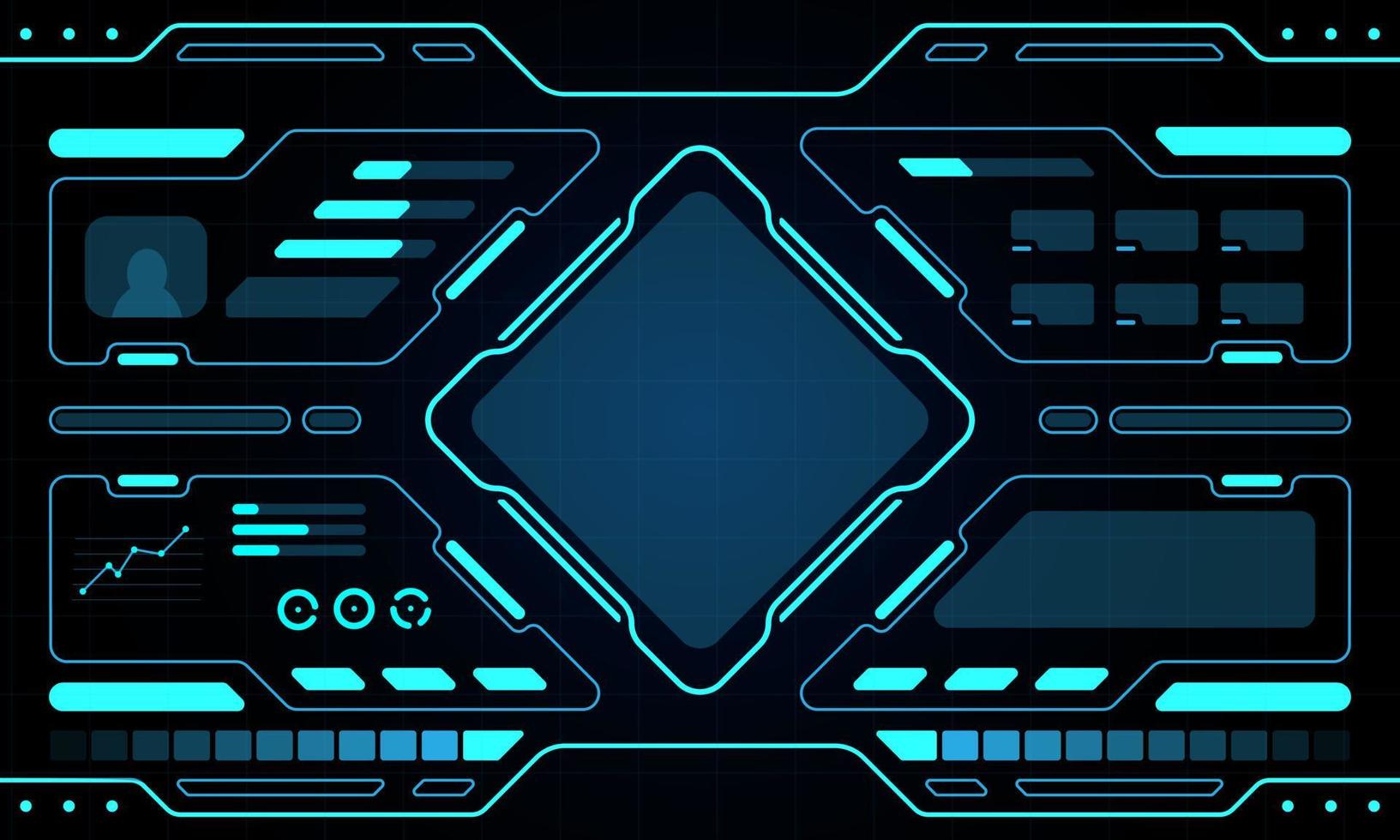 blaues Kontrollfeld abstrakte Technologie Schnittstelle Hud auf schwarzem Hintergrund Vektor-Design. vektor