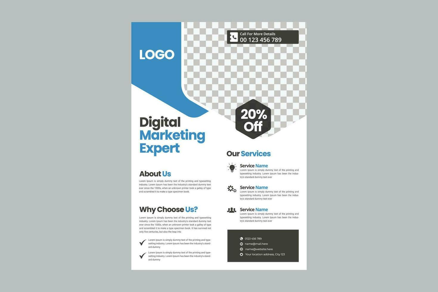 korporativ Geschäft, Digital Marketing Agentur Flyer Broschüre Design, Startseite modern Layout, jährlich Bericht, Poster, Flyer im a4 Vorlage vektor