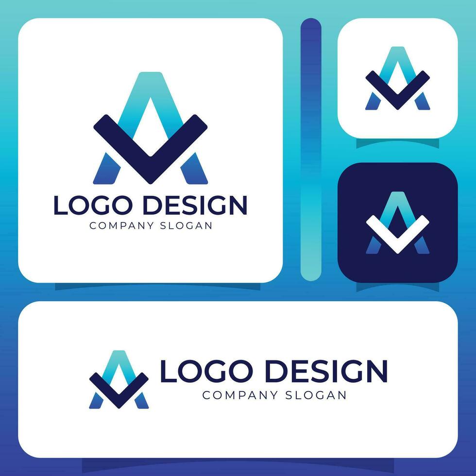 logotyp design med en brev en och en fyrkant logotyp vektor