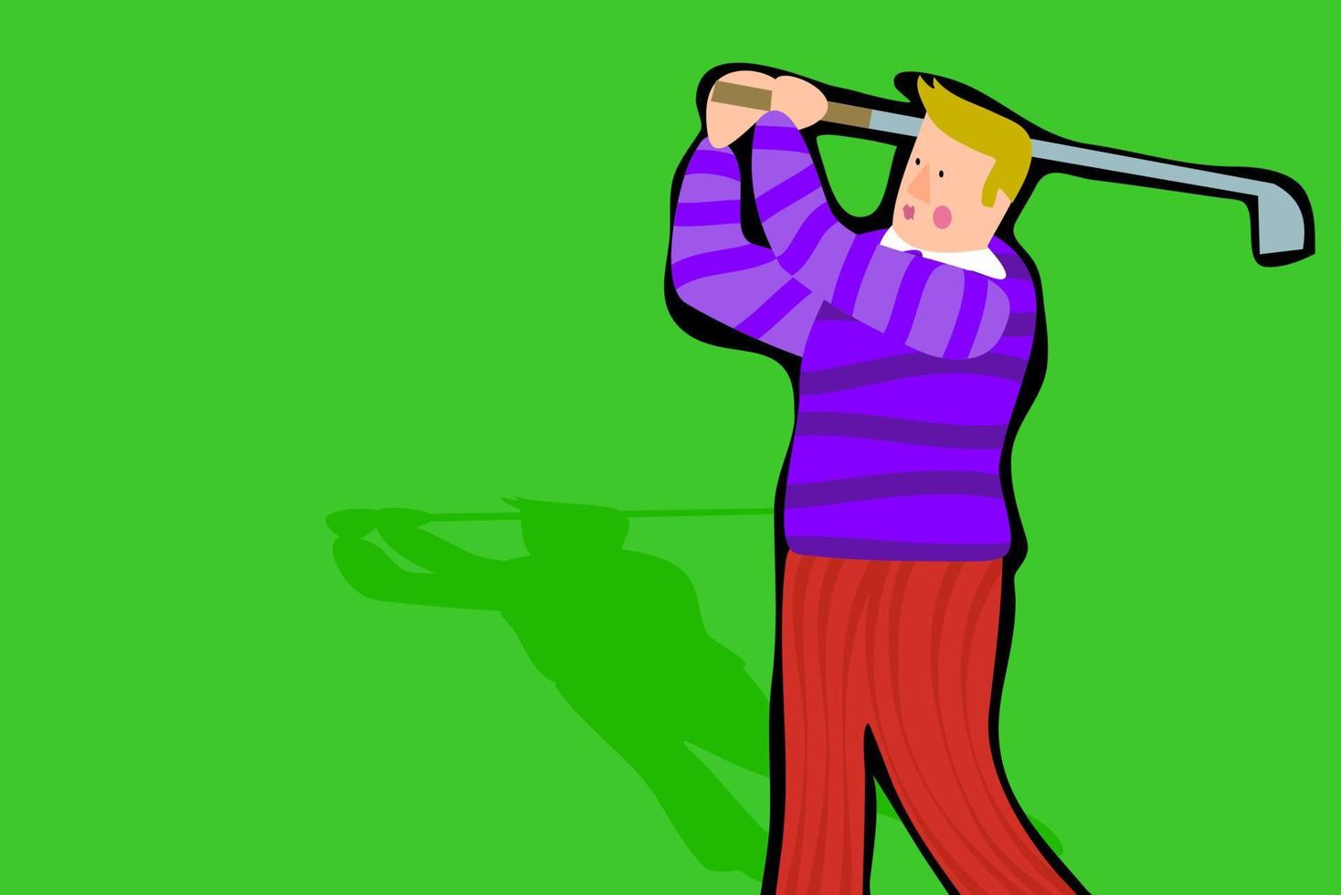 Schläger schwingender Golfspieler in Aktion vektor