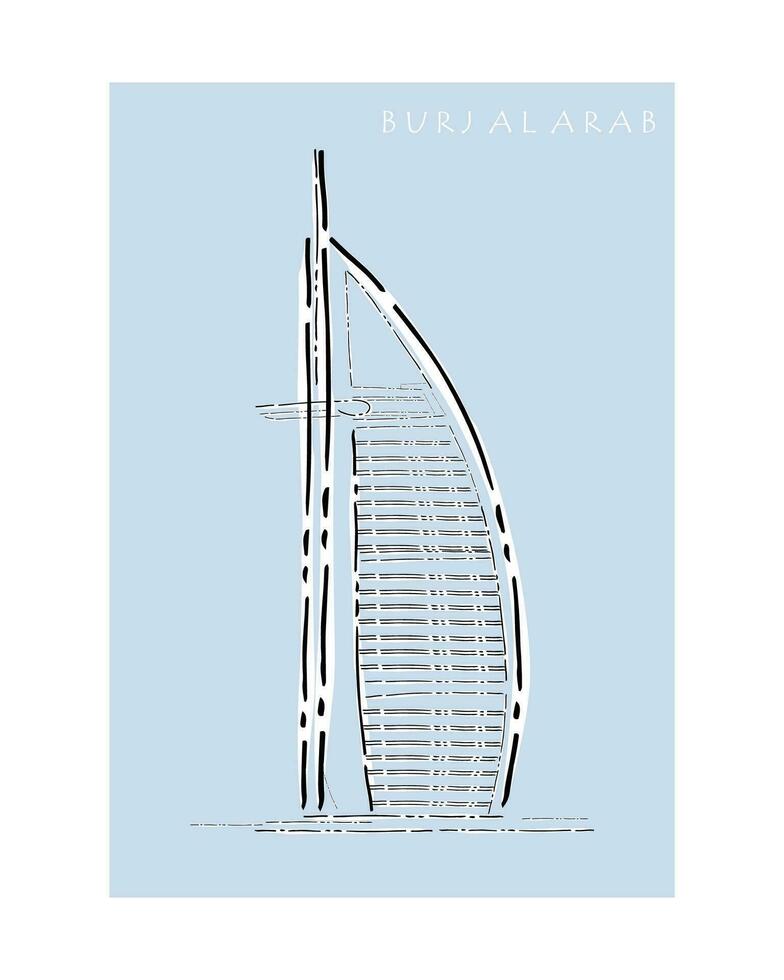 linje konst av burj al arab. vektor