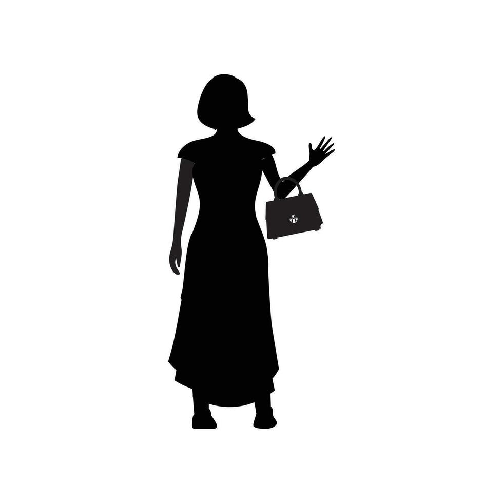 Mann, Frau und Kinder Stehen Silhouette. Gruppe im formal Kleid. Shillouette romantisch Paar Bild. Silhouetten von Personen. vektor