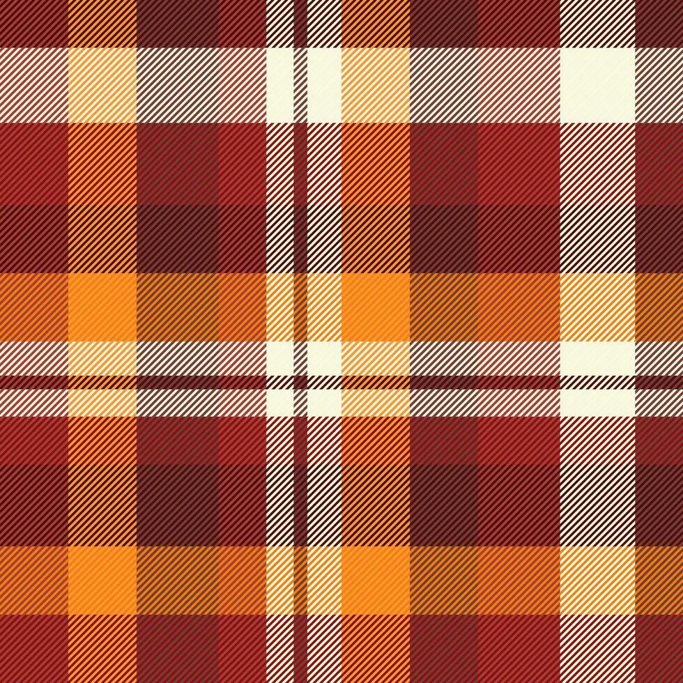 gåva papper tyg kolla upp bakgrund, nyc tartan sömlös textil. madras mönster textur pläd vektor i röd och beige färger.