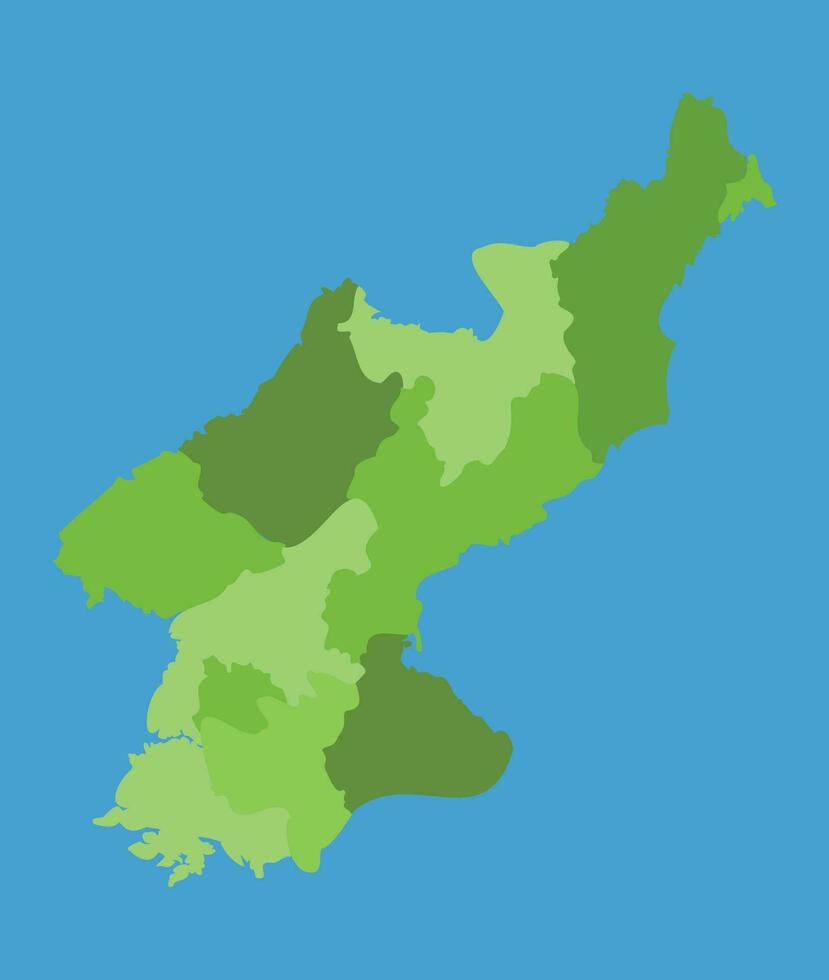 Norden Korea Vektor Karte im Grünschuppe mit Regionen