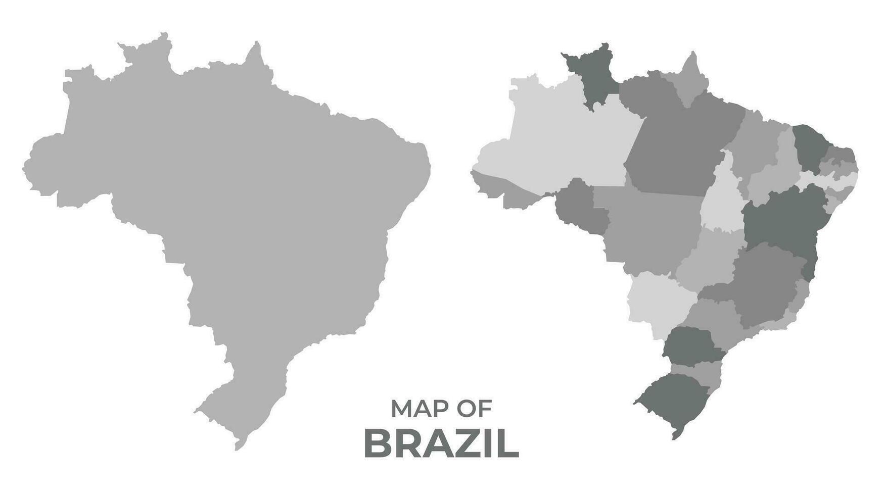 Graustufen Vektor Karte von Brasilien mit Regionen und einfach eben Illustration