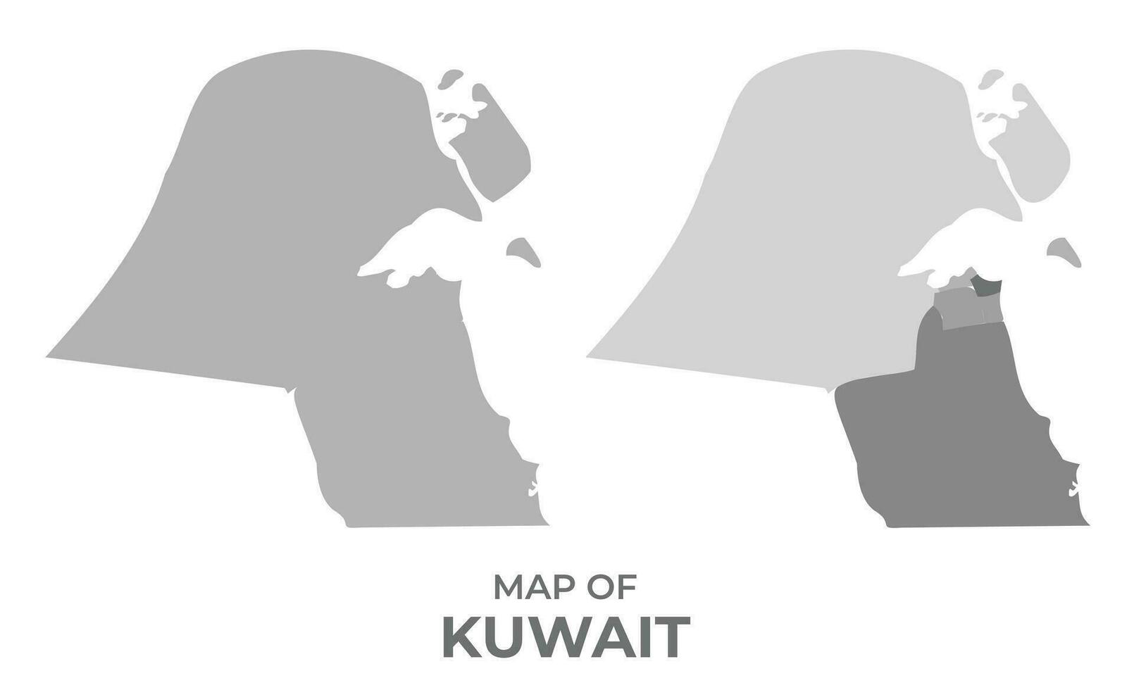 Graustufen Vektor Karte von Kuwait mit Regionen und einfach eben Illustration