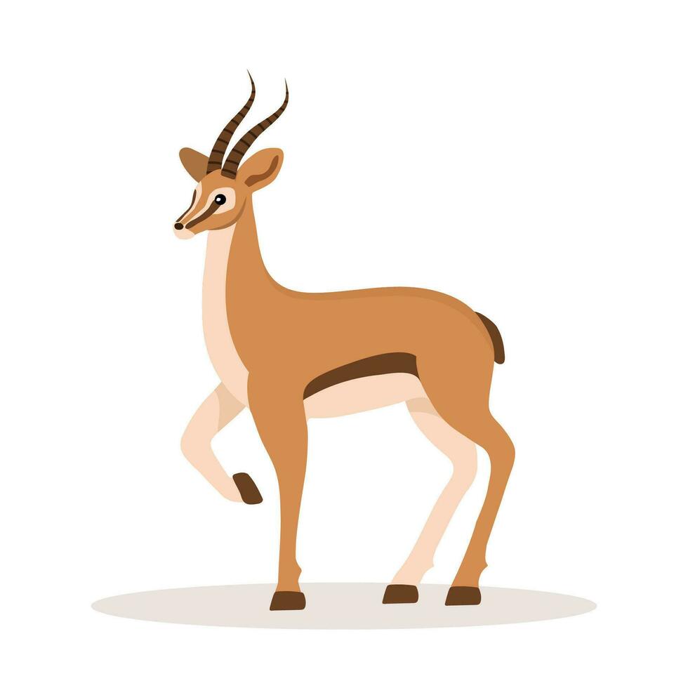 stiliserade afrikansk antilop. gasell med horn på vit bakgrund. däggdjur djur. vektor illustration i platt tecknad serie stil