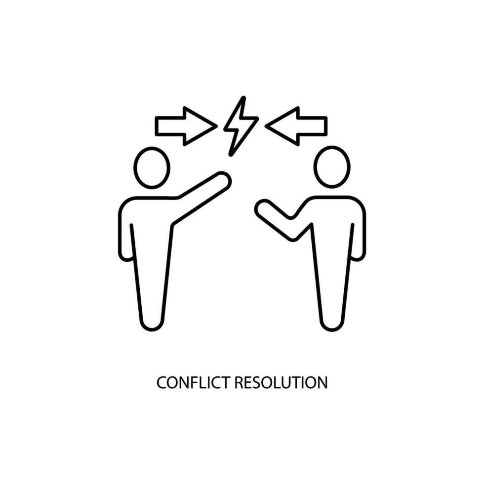 konflikt upplösning begrepp linje ikon. enkel element illustration. konflikt upplösning begrepp översikt symbol design. vektor