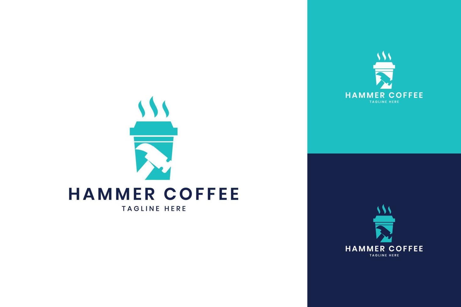 Hammer Kaffee Negativraum-Logo-Design vektor