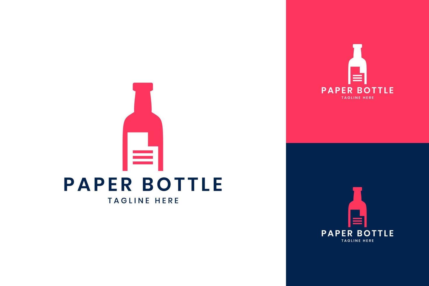 Papierflasche Negativraum-Logo-Design vektor