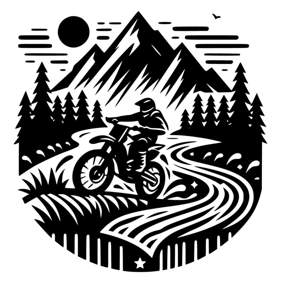 Moto-Cross Supermoto Sport Rennen Jahrgang Illustration Kunst. Logo Moto-Cross vektor