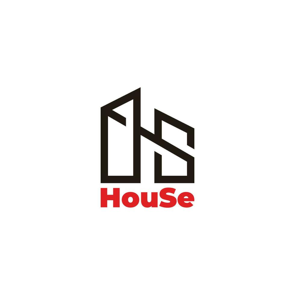 brev hs hus konstruktion logotyp vektor