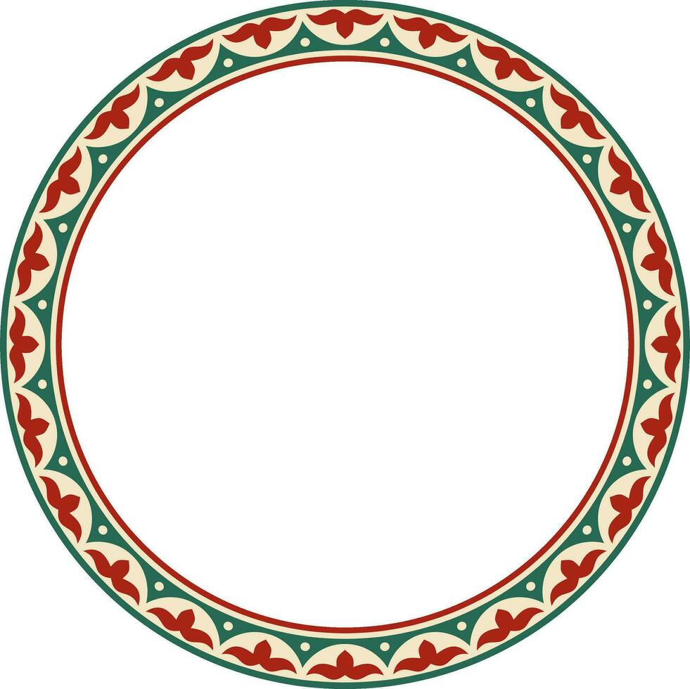 Vektor farbig runden kazakh National Ornament. ethnisch Muster von das Völker von das großartig Steppe, Mongolen, Kirgisen, Kalmücken, .burjaten. Kreis, Rahmen Rand