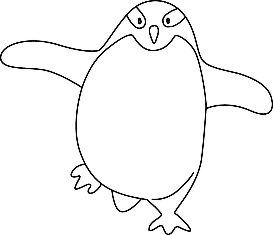 süß Karikatur Pinguin mit Gekritzel einfach Linien, das Pinguin Stehen, Betrieb, Springen, gleiten, und auffällig verschiedene Posen. das Karikatur Pinguin im das eisig Welt froh. vektor