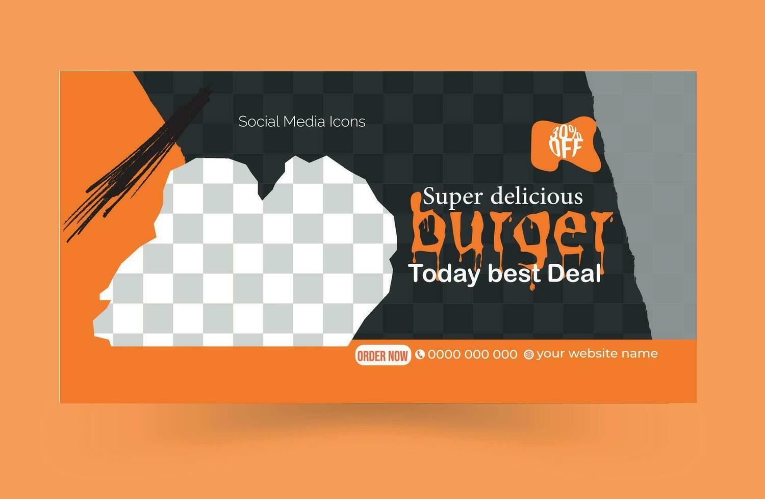 super utsökt burger social omslag baner mall vektor