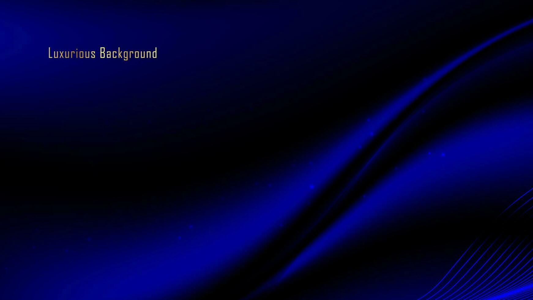 Vektor luxuriös dynamisch Blau schwarz wellig Hintergrund mit golden Text. modern Schwarz Blau Seide Luxus Hintergrund zum Geschäft