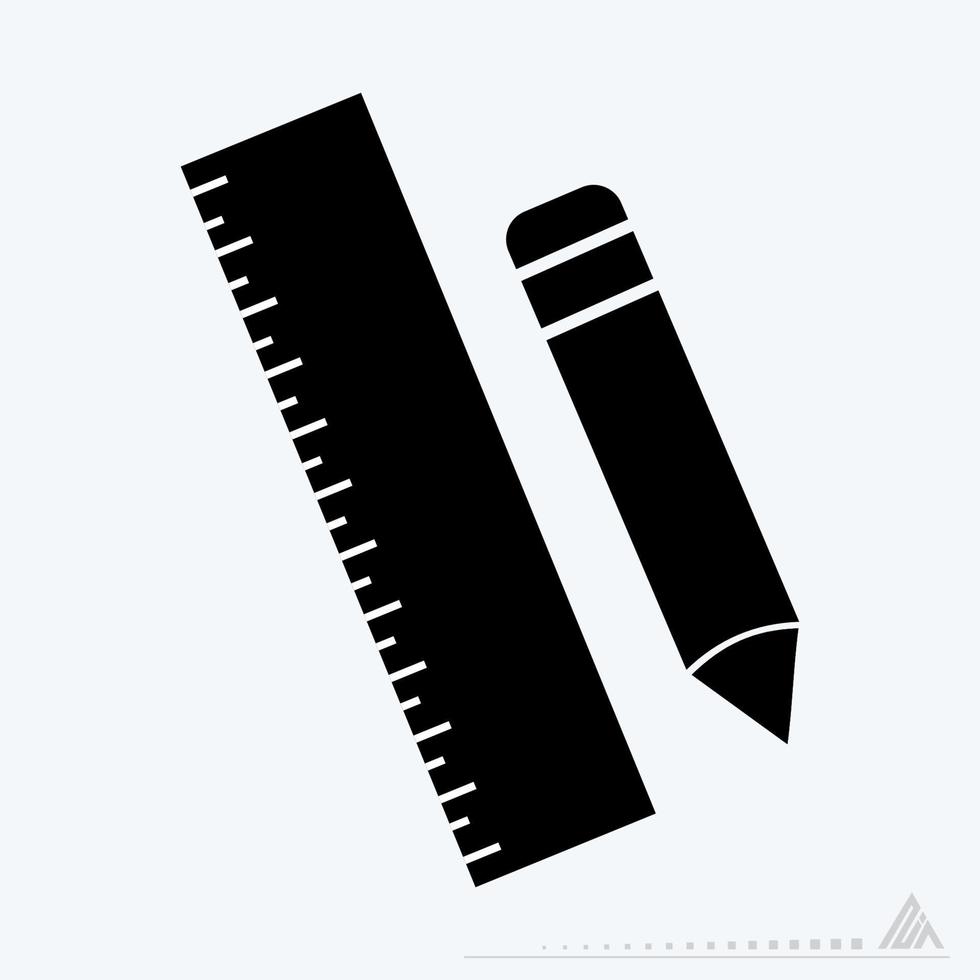 Symbolvektor des Bleistiftlineals - schwarzer Stil vektor