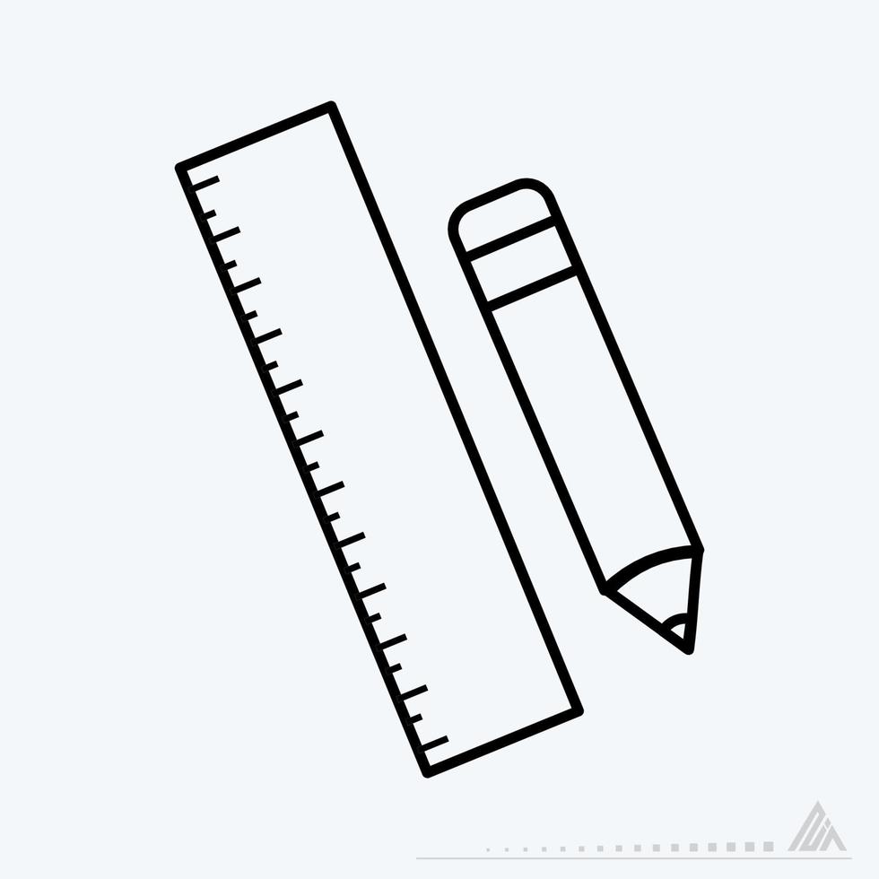 ikon vektor av penna linjal - linje stil