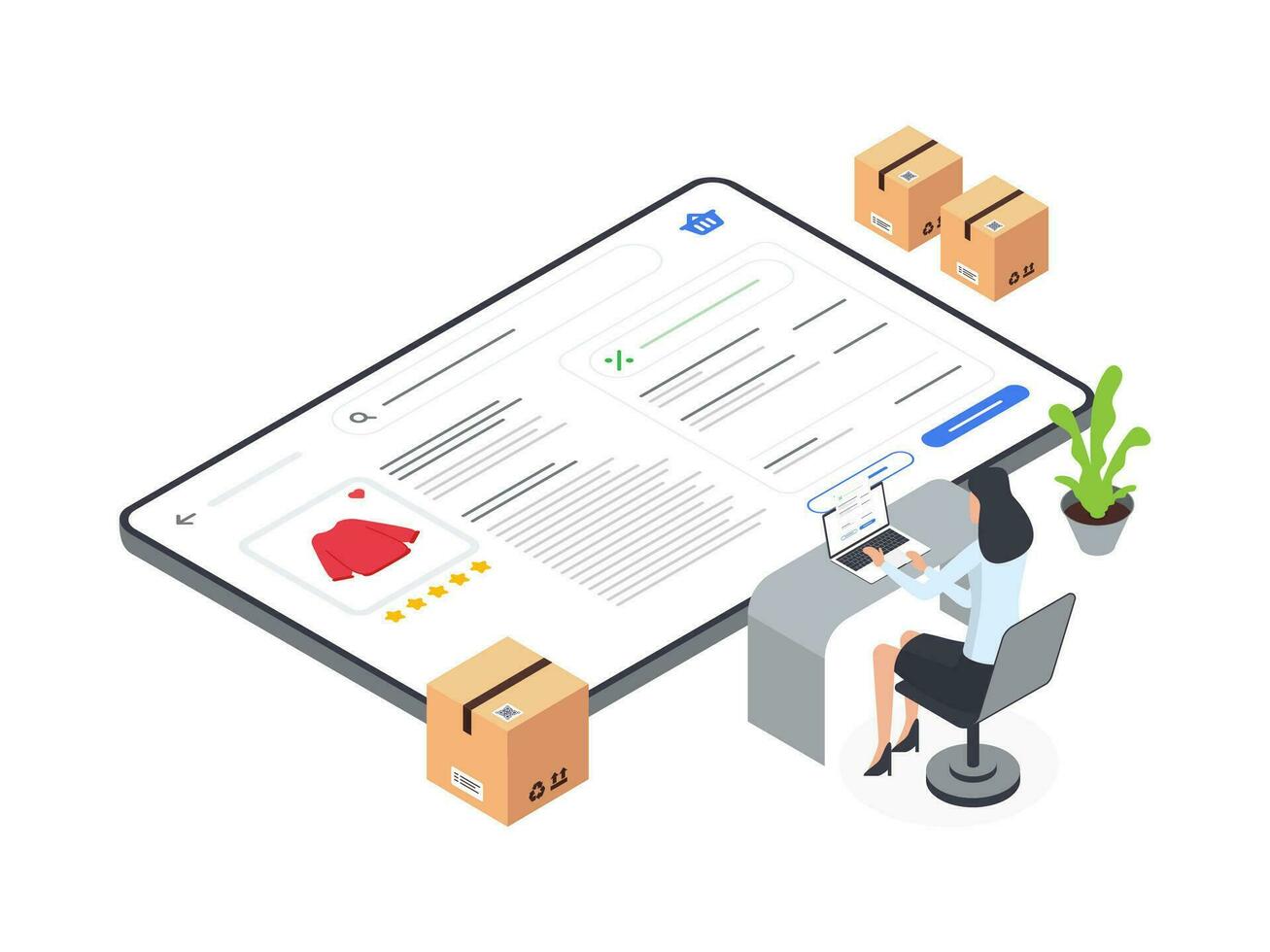 eben Stil isometrisch Illustration Design von dropshipper Bestellung Verfahren. vereinfacht visuell Darstellung von Dropshipping Geschäft Modell. vektor