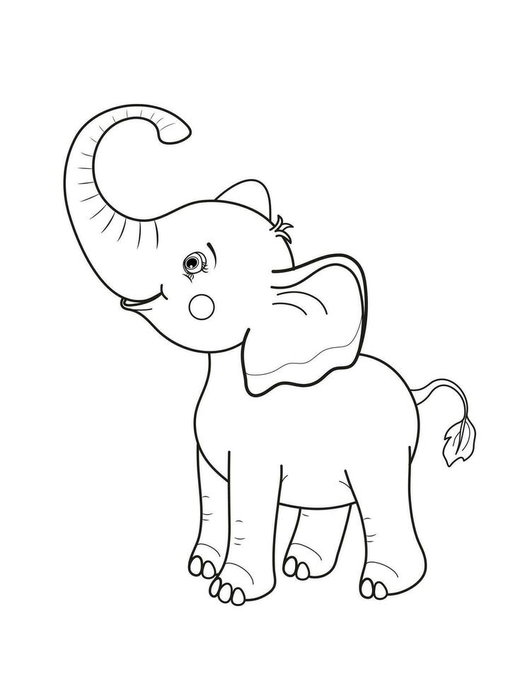 Kinder Färbung Buch zum Kinder. Karikatur Tier Elefant. Vektor Illustration. einfarbig Tier Illustration zum Design Zoo.