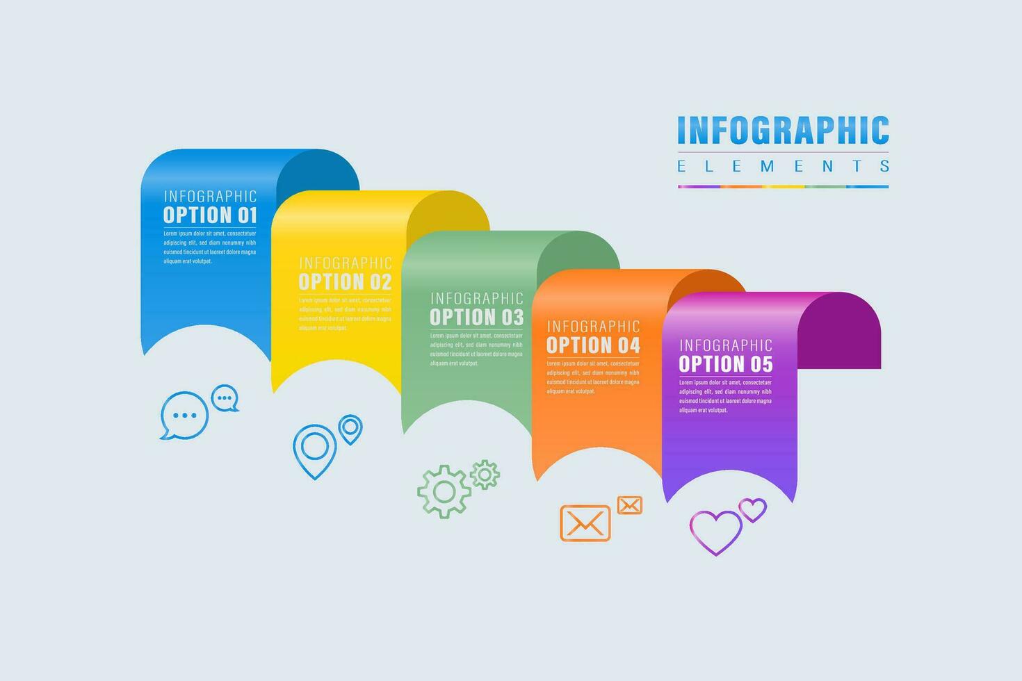 illustration vektor design infograph 5 steg färg element