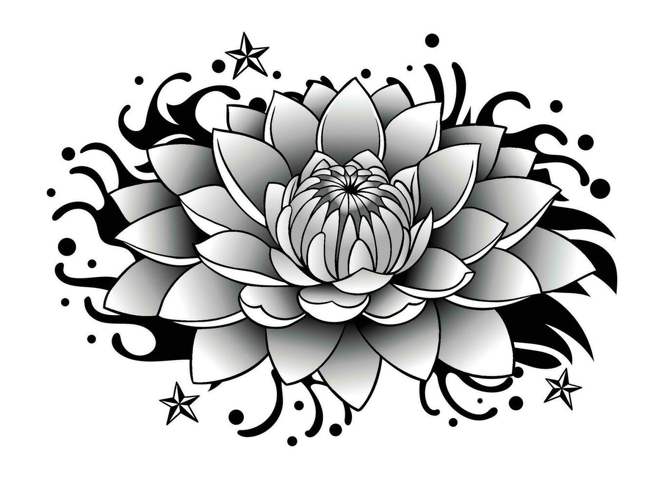 Lotus traditionell japanisch Blitz tätowieren Design vektor