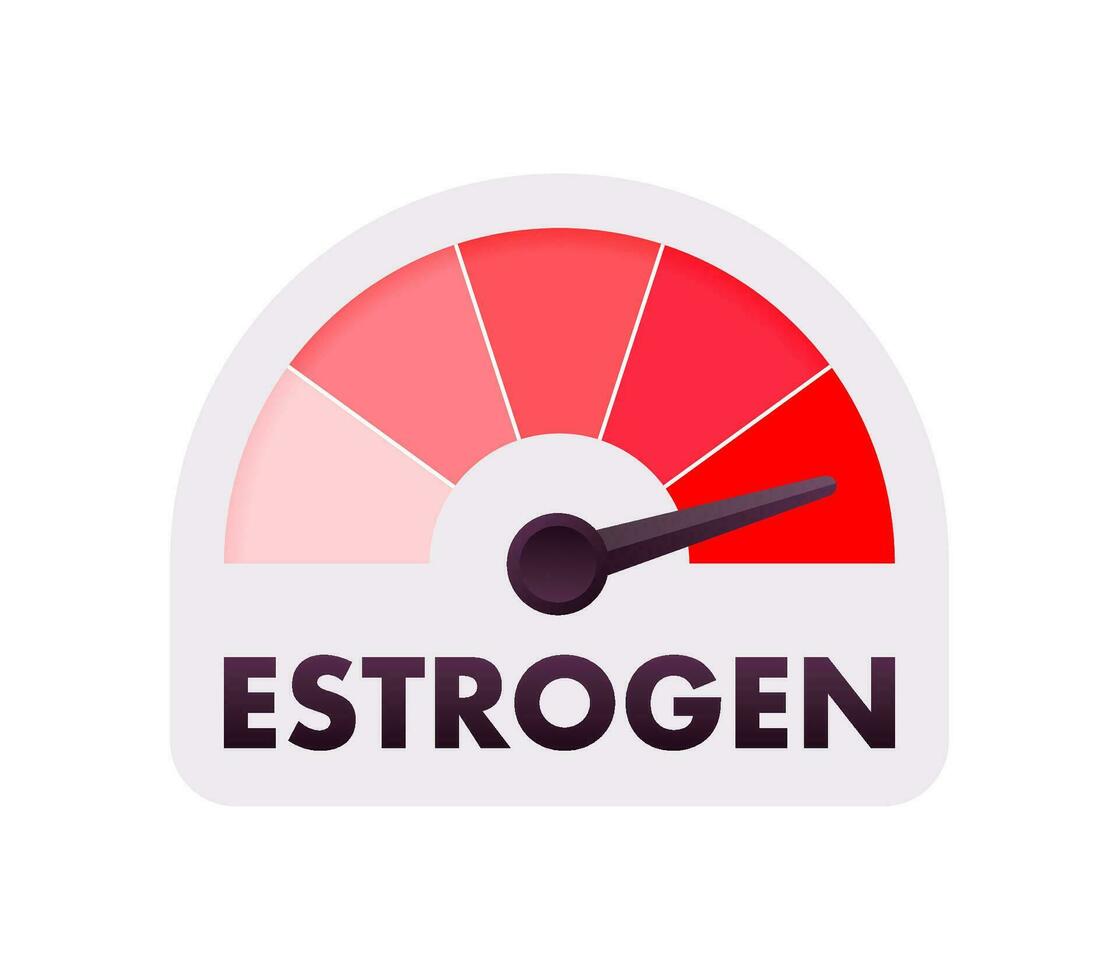 östrogen nivå meter, mätning skala. östrogen hastighetsmätare. vektor stock illustration