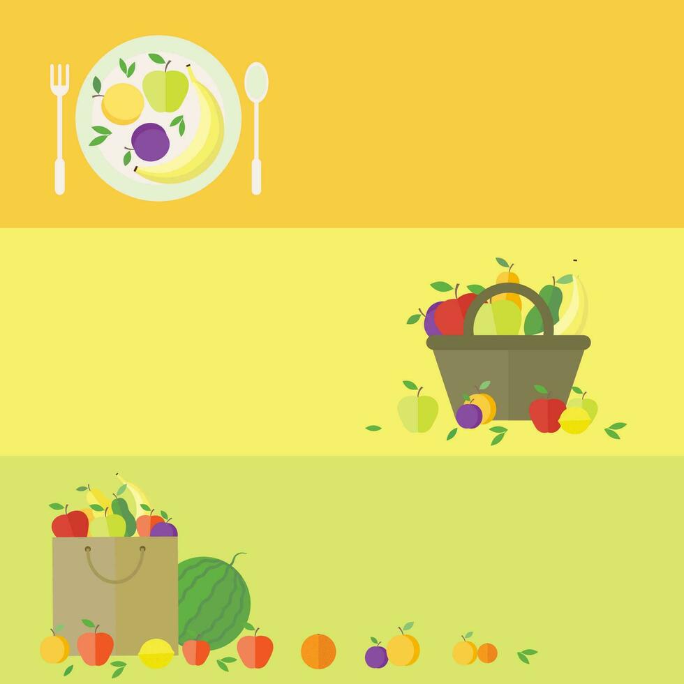 horizontal Banner mit Früchte auf das Küche vektor