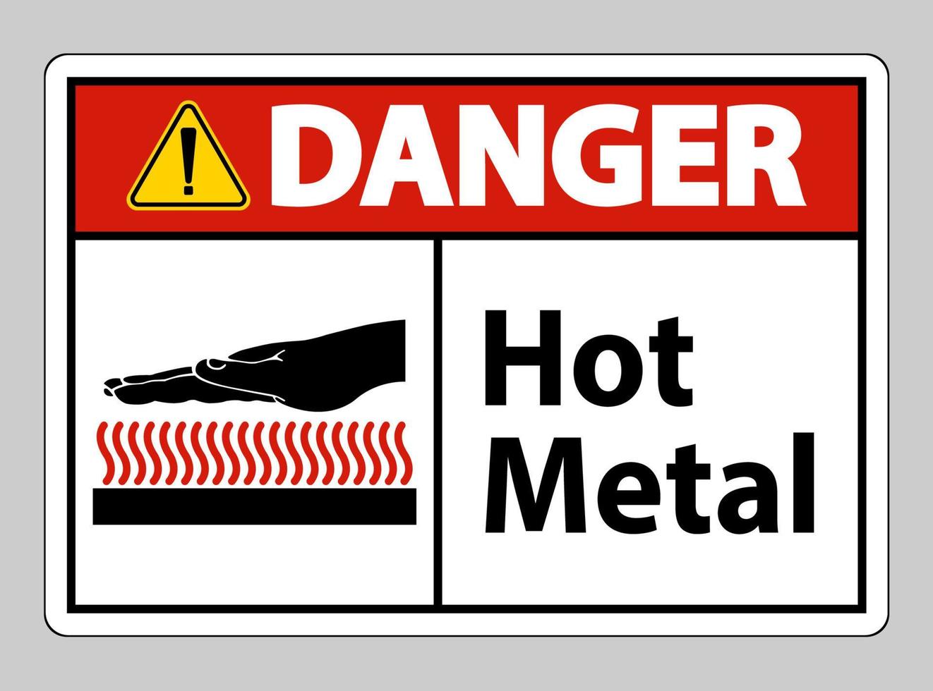 Gefahr heißes Metallsymbolzeichen lokalisiert auf weißem Hintergrund vektor