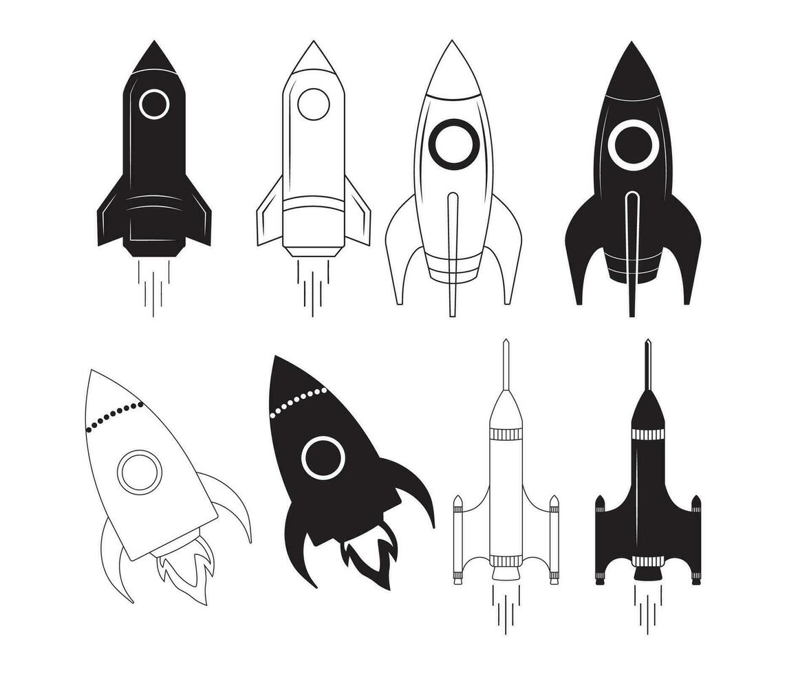 raket, raket vektor bunt, rymdskepp, raket ClipArt, mitten århundrade årgång raketer, raket fartyg, Plats shuttle