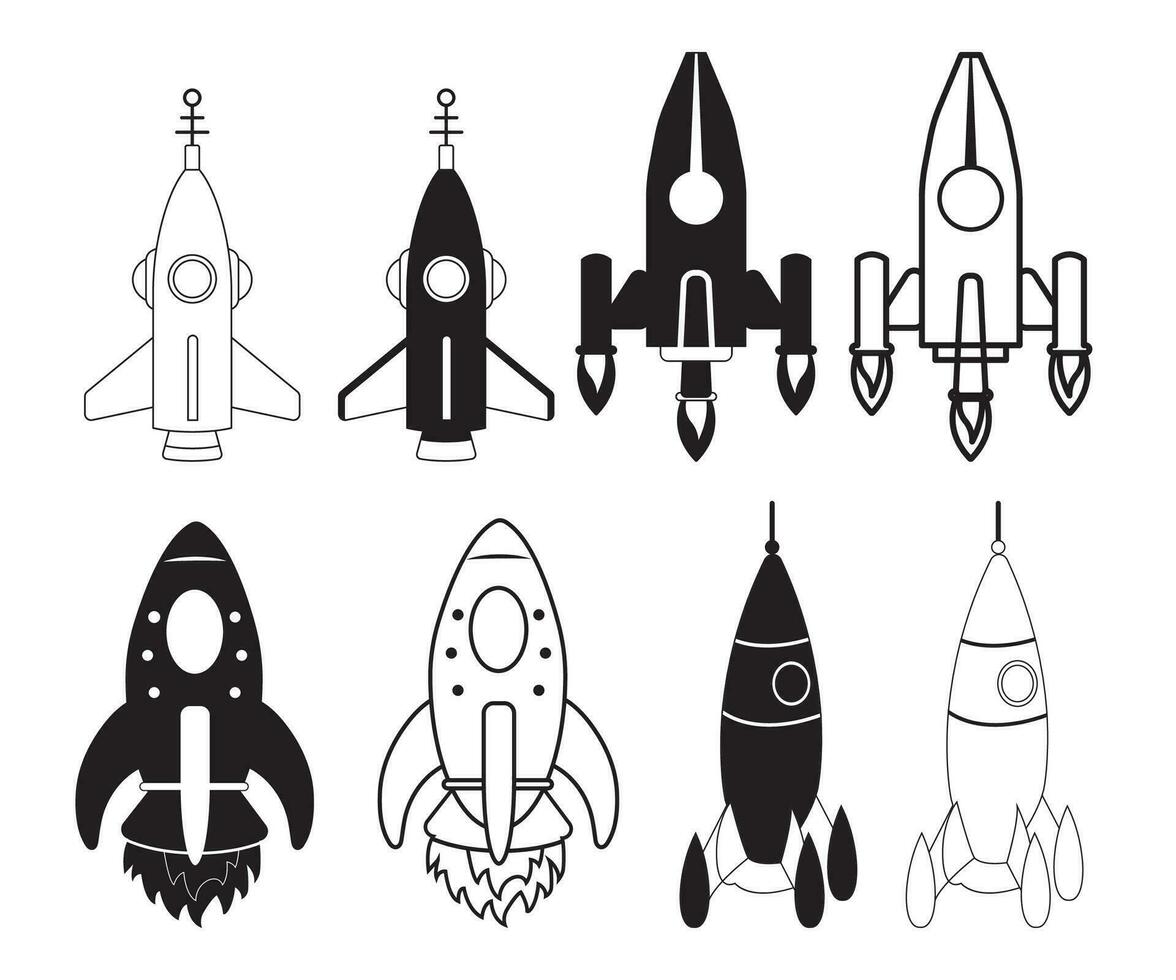 Rakete, Rakete Vektor bündeln, Raumschiff, Rakete Clip Art, Mitte Jahrhundert Jahrgang Raketen, Rakete Schiff, Raum Shuttle